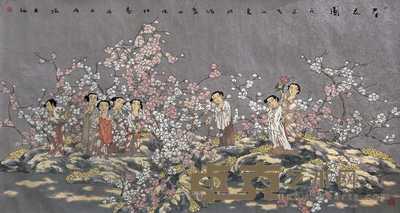 李晓柱 2000年作 春花图 镜心 96.5×180.5cm